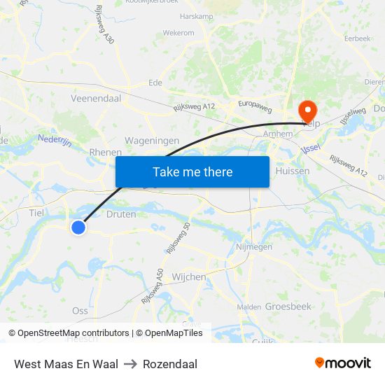 West Maas En Waal to Rozendaal map