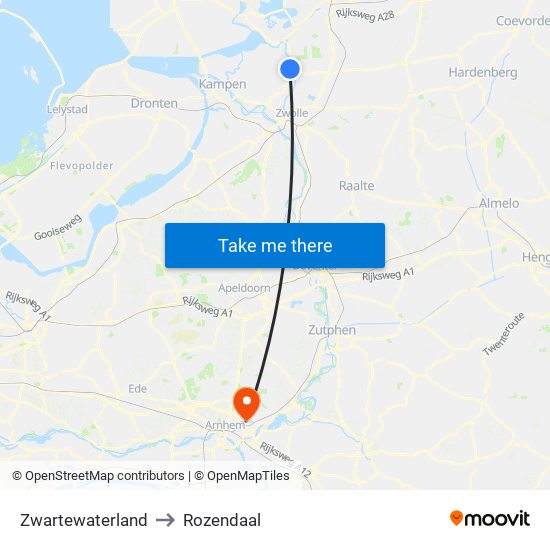 Zwartewaterland to Rozendaal map