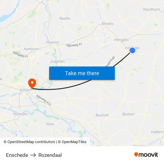 Enschede to Rozendaal map