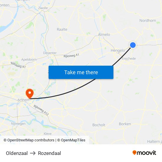 Oldenzaal to Rozendaal map