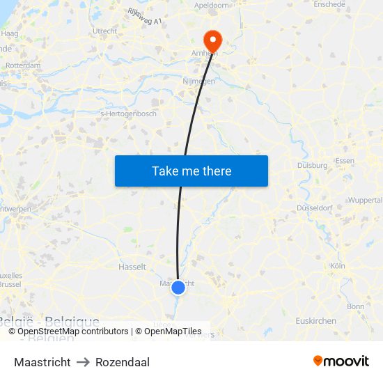 Maastricht to Rozendaal map