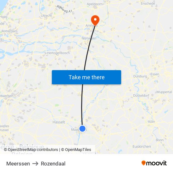 Meerssen to Rozendaal map