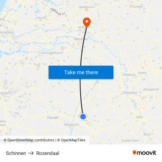 Schinnen to Rozendaal map