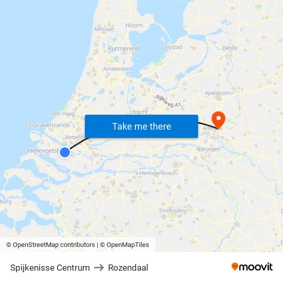 Spijkenisse Centrum to Rozendaal map