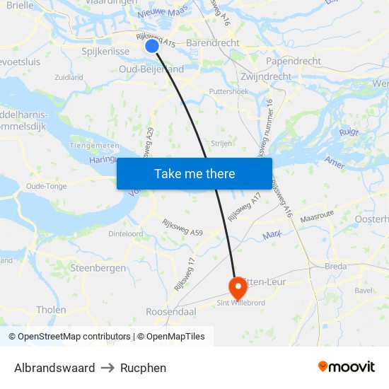 Albrandswaard to Rucphen map