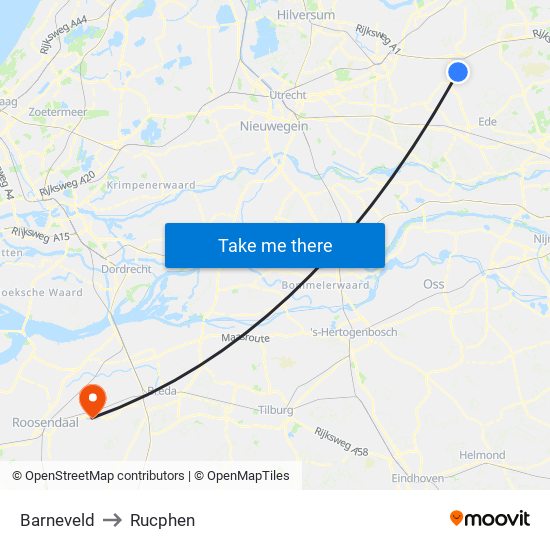 Barneveld to Rucphen map