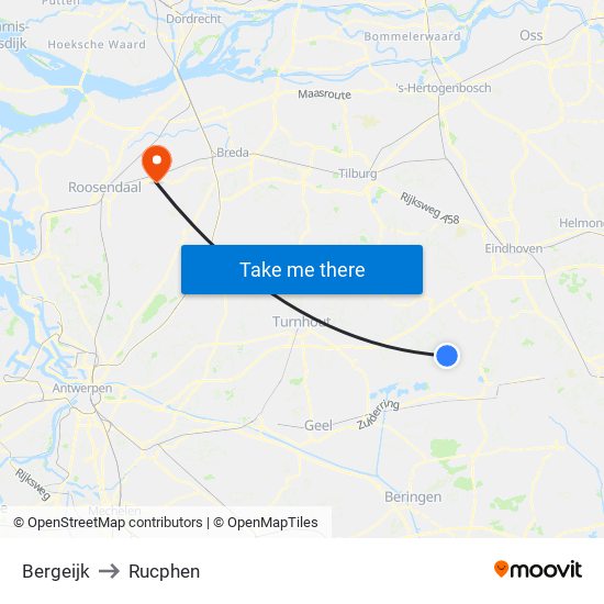 Bergeijk to Rucphen map
