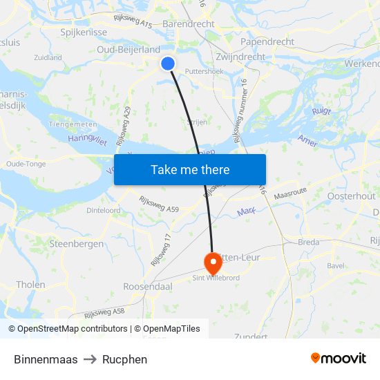 Binnenmaas to Rucphen map