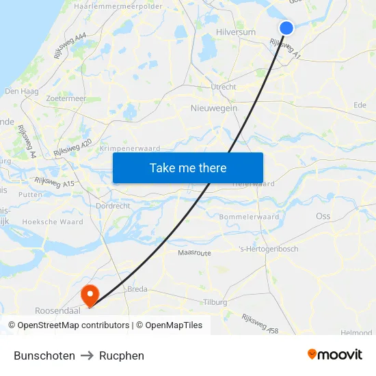 Bunschoten to Rucphen map