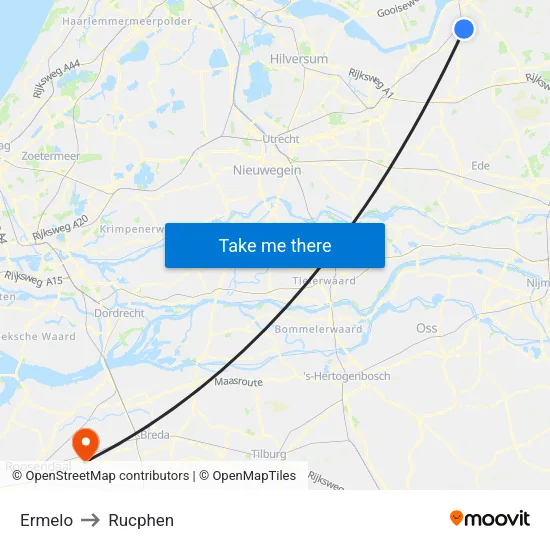 Ermelo to Rucphen map