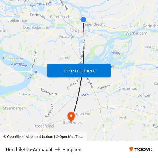 Hendrik-Ido-Ambacht to Rucphen map