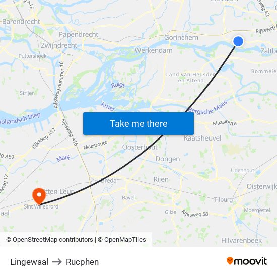 Lingewaal to Rucphen map