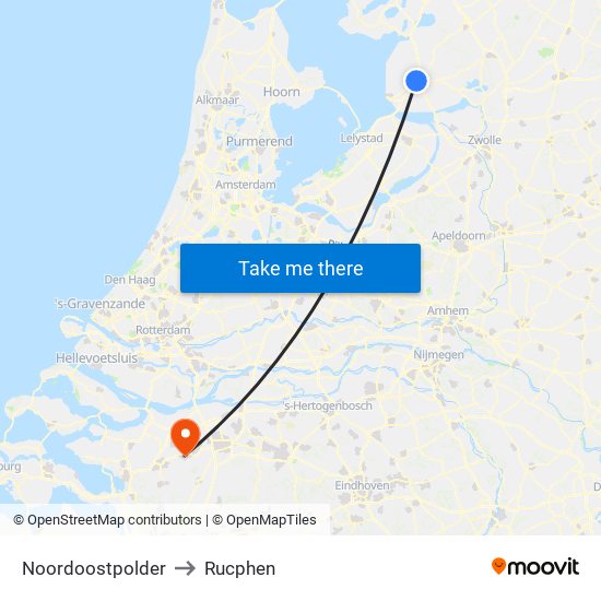 Noordoostpolder to Rucphen map