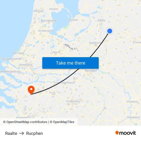 Raalte to Rucphen map