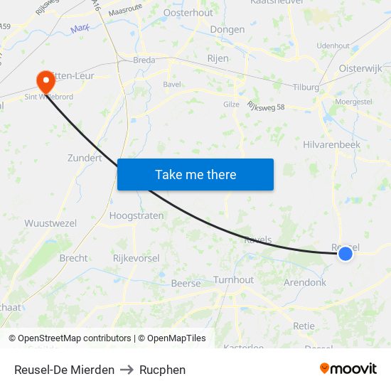 Reusel-De Mierden to Rucphen map