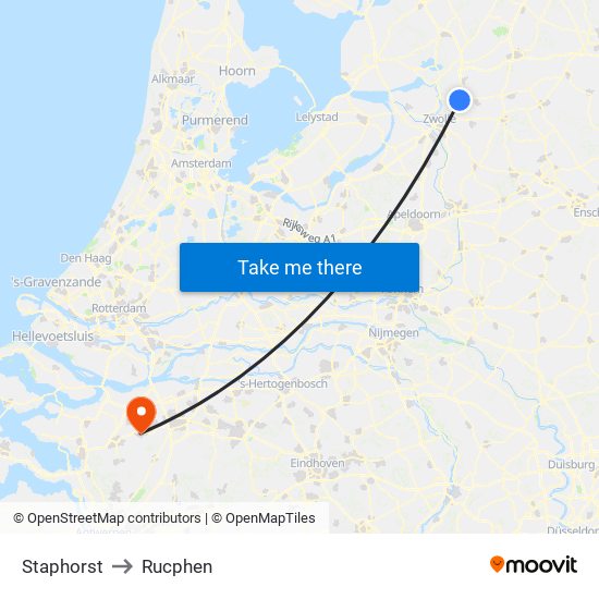 Staphorst to Rucphen map