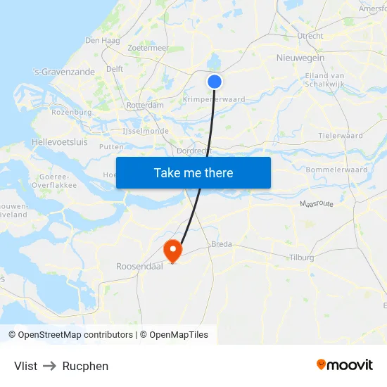 Vlist to Rucphen map
