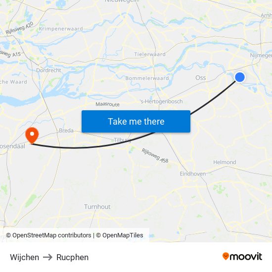 Wijchen to Rucphen map