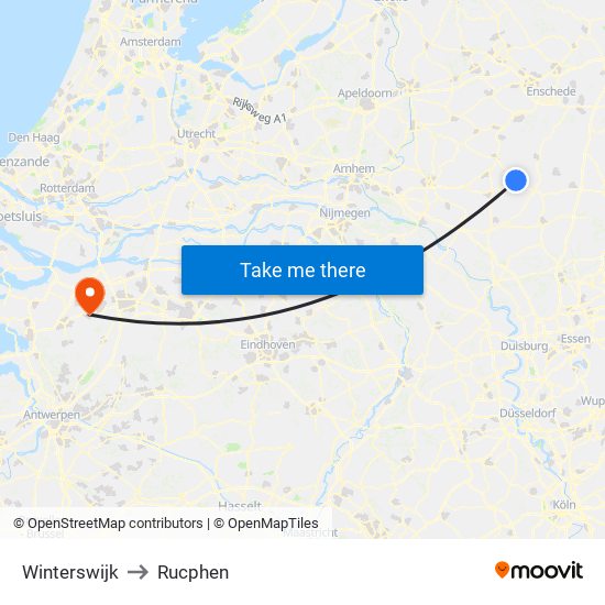 Winterswijk to Rucphen map