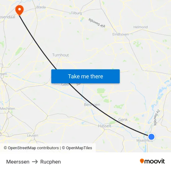 Meerssen to Rucphen map
