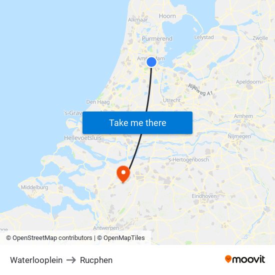 Waterlooplein to Rucphen map