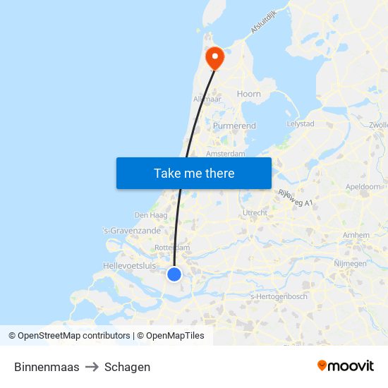 Binnenmaas to Schagen map