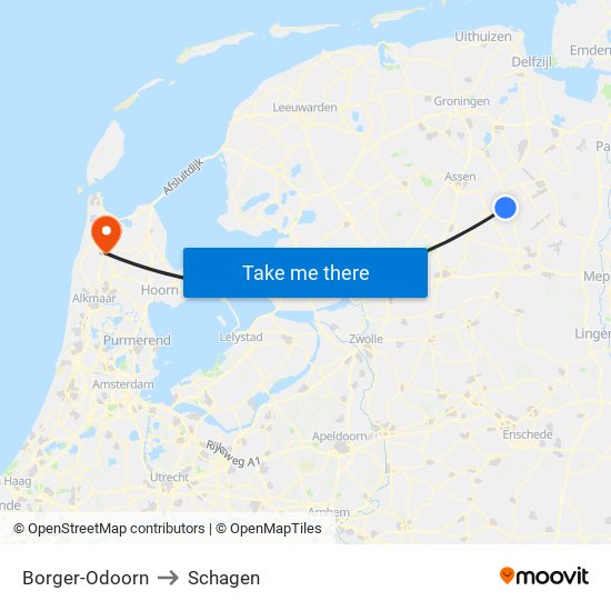 Borger-Odoorn to Schagen map