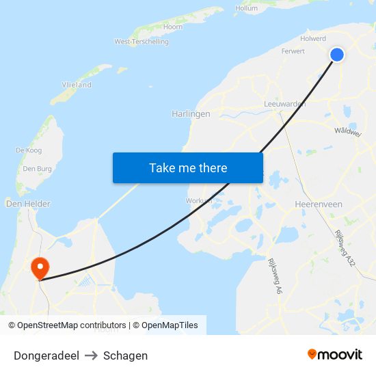 Dongeradeel to Schagen map