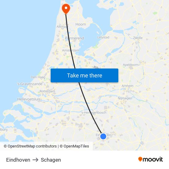 Eindhoven to Schagen map