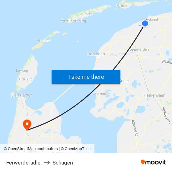 Ferwerderadiel to Schagen map