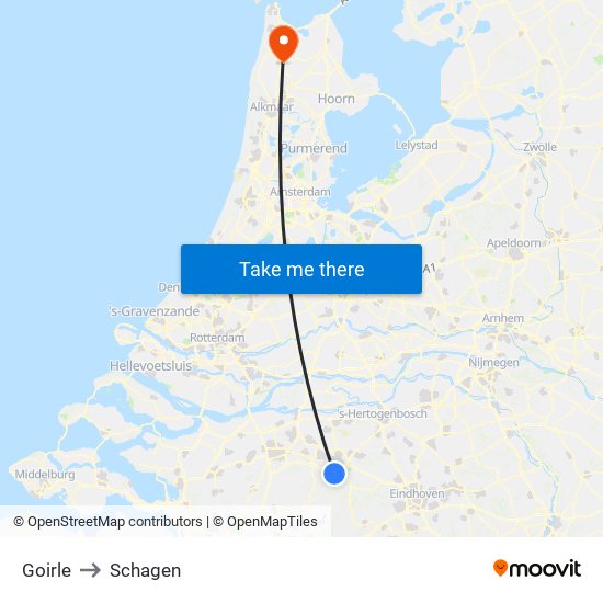 Goirle to Schagen map