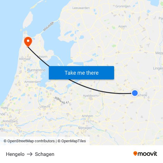 Hengelo to Schagen map