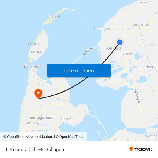 Littenseradiel to Schagen map
