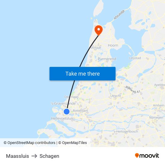 Maassluis to Schagen map