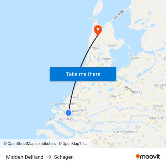 Midden-Delfland to Schagen map