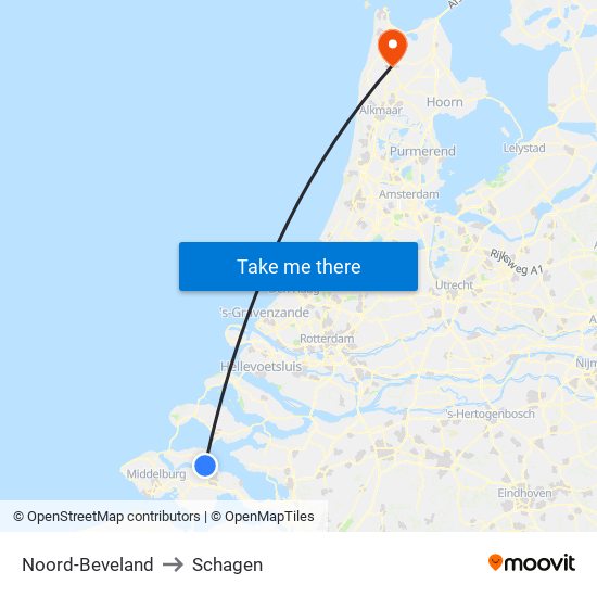 Noord-Beveland to Schagen map