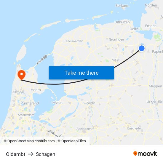 Oldambt to Schagen map