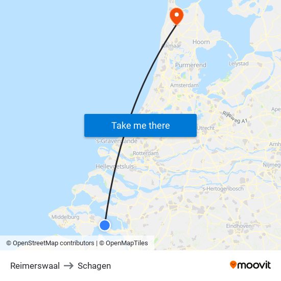Reimerswaal to Schagen map
