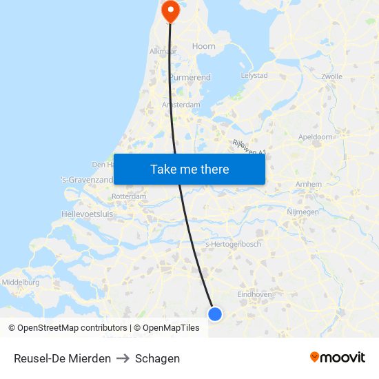 Reusel-De Mierden to Schagen map