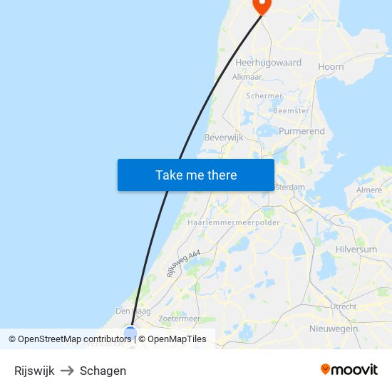 Rijswijk to Schagen map