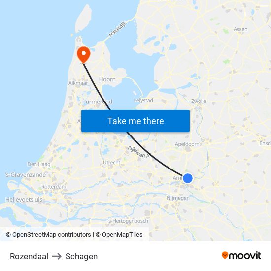 Rozendaal to Schagen map