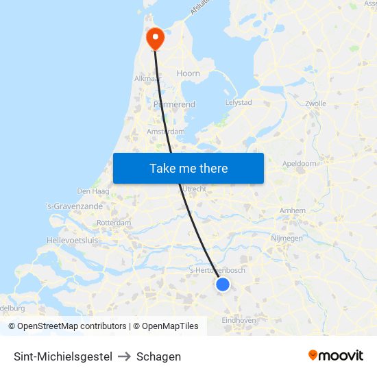 Sint-Michielsgestel to Schagen map