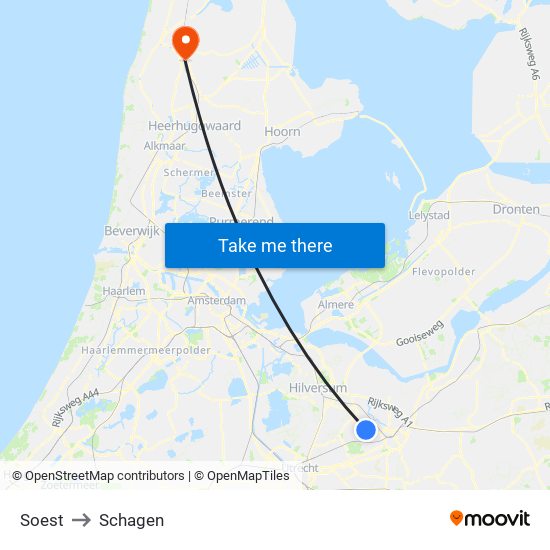 Soest to Schagen map