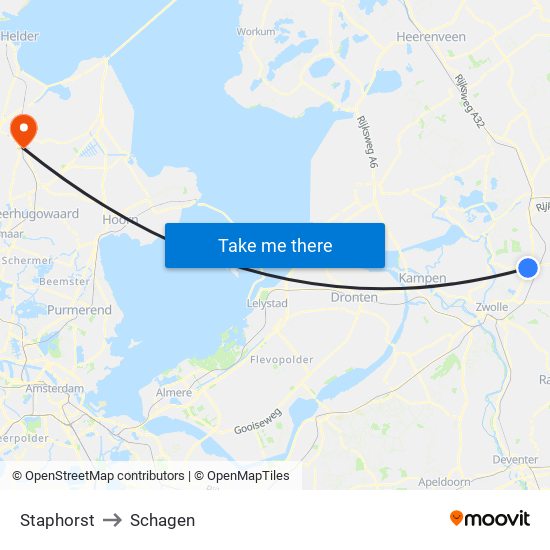 Staphorst to Schagen map