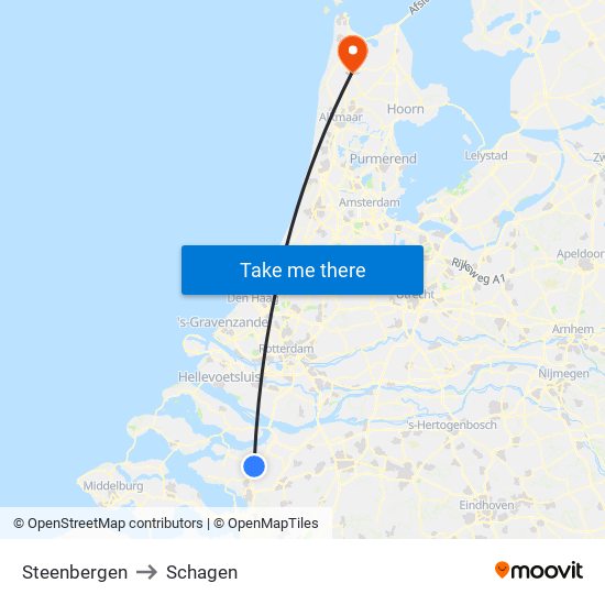 Steenbergen to Schagen map