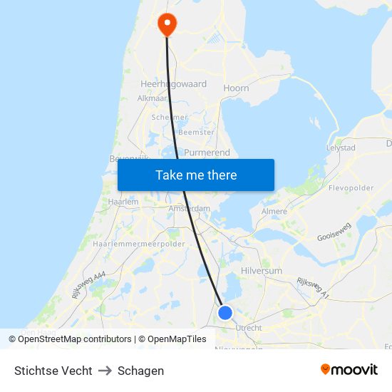 Stichtse Vecht to Schagen map