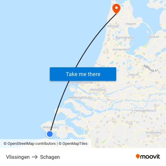 Vlissingen to Schagen map