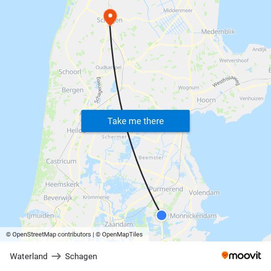 Waterland to Schagen map