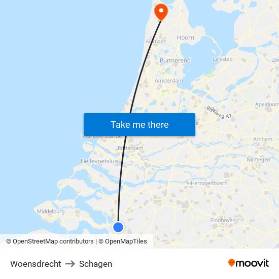 Woensdrecht to Schagen map