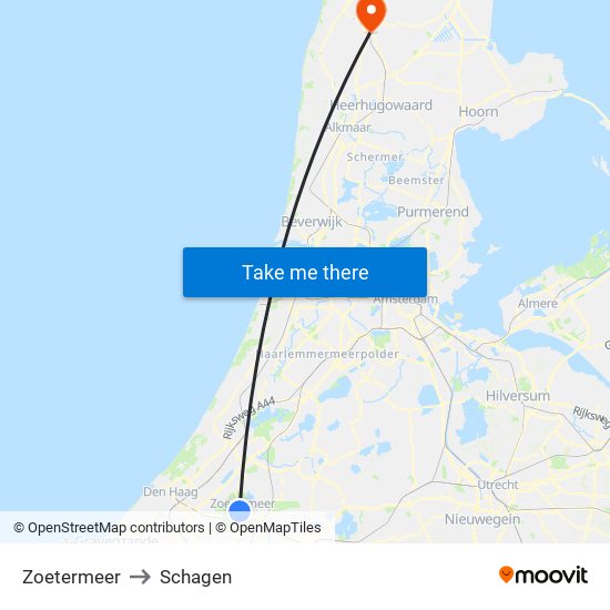 Zoetermeer to Schagen map
